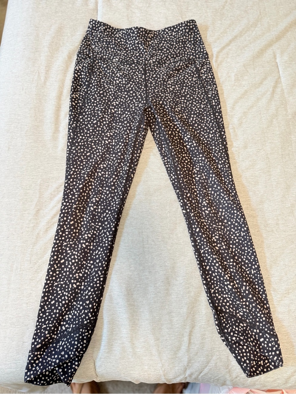 RBX Black Leggings with cream Dot Print